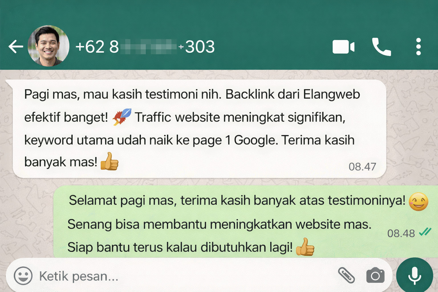 Testimoni klien jasa backlink PBN Elangweb 3