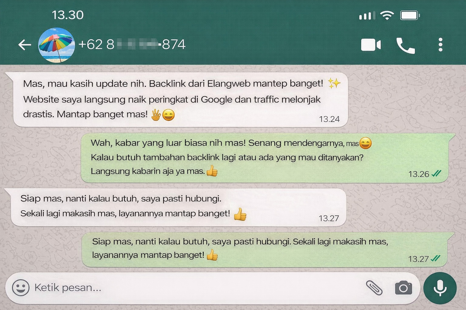 Testimoni klien jasa backlink PBN Elangweb 4