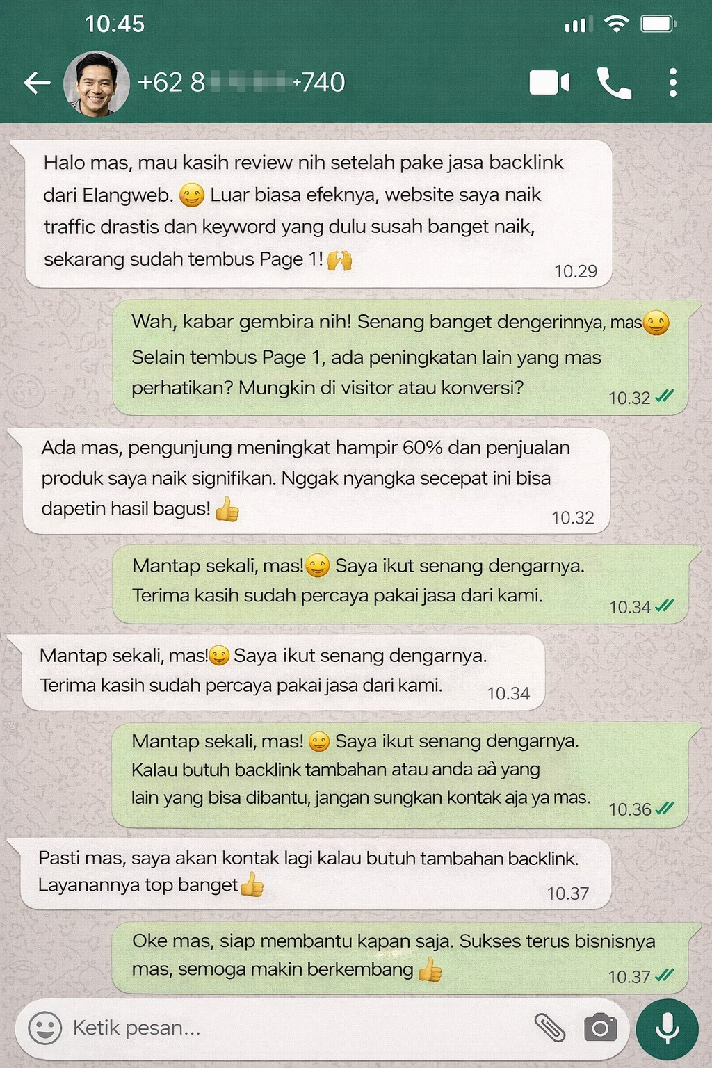 Testimoni klien jasa backlink PBN Elangweb 5